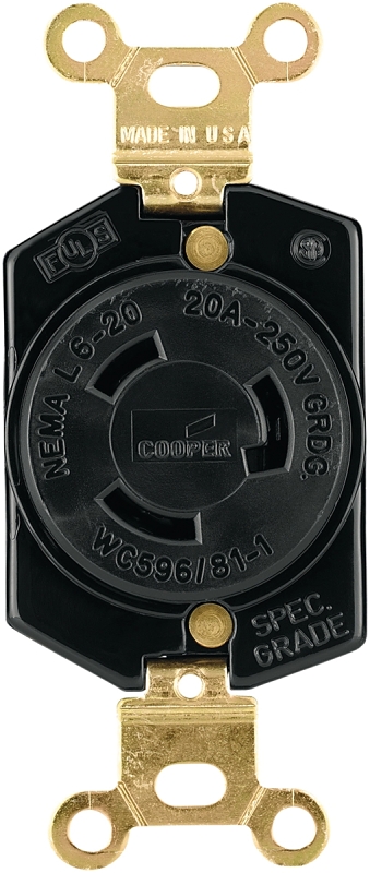 RECEPTACLE BLK 2POLE 250V     