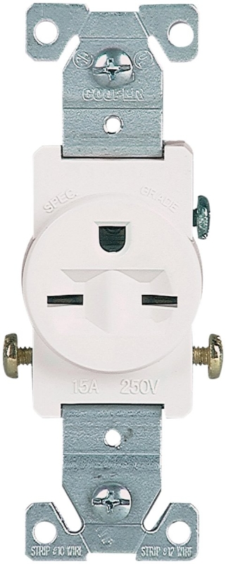 RECEPTACLE WHT 2POLE 15A 250V 
