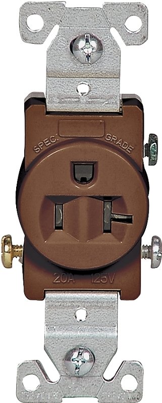RECPT SINGLE COMM 3WRE 20A BRN