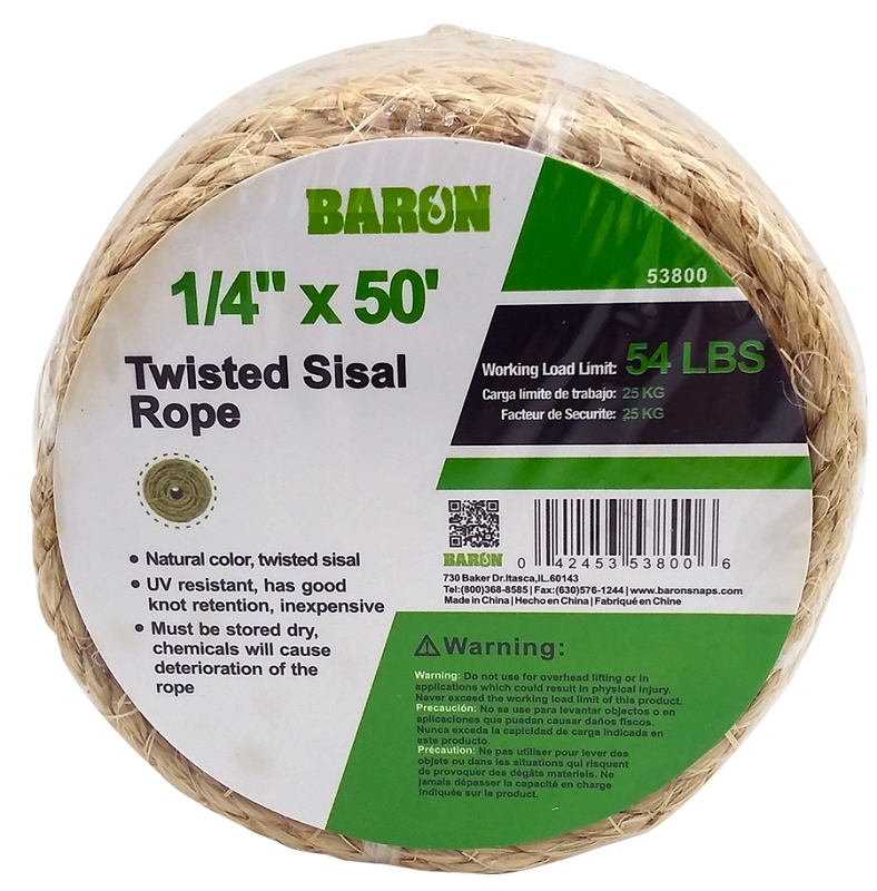 ROPE SISAL TWISTED 1/4INX50FT 