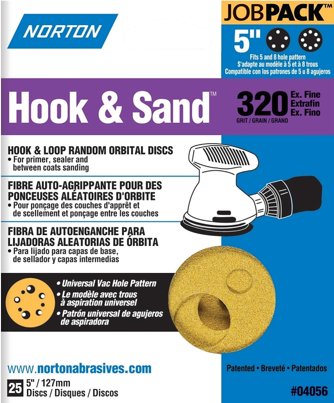 SANDING DISC H/L 5IN 320GRIT  