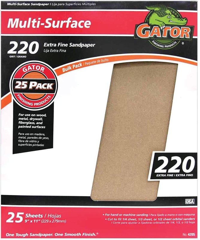 SANDPAPER AL OX 9X11IN 220GRT 