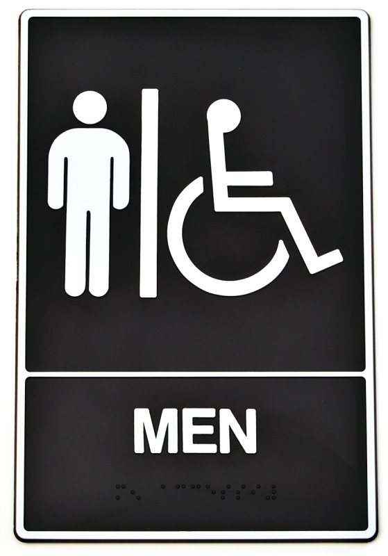 SIGN BRAILLE MEN HANDCAP 6X9IN