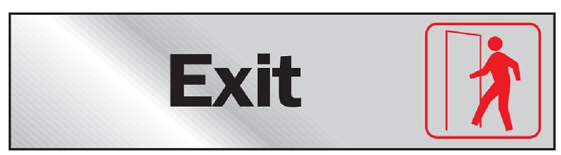 SIGN VINYL SILVER EXIT 2INX8IN
