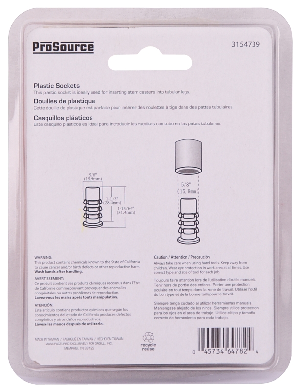 SOCKET PLASTIC 5/8IN BLK 4PC  