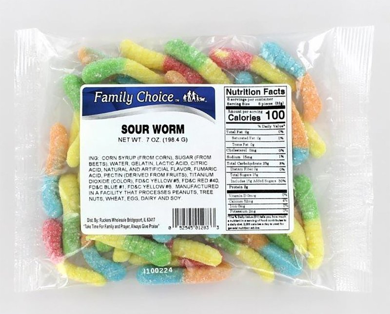 SOUR WORMS 7 OZ BAG           