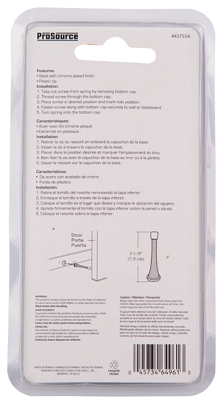 SPRING DOOR STOP HD CHROME    