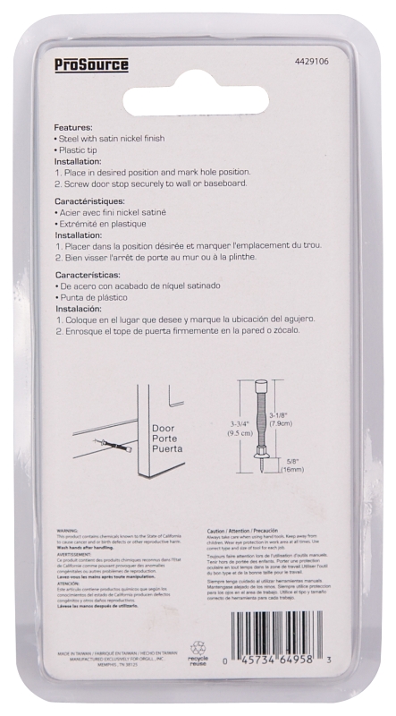 SPRING DOOR STOP SAT NIC      