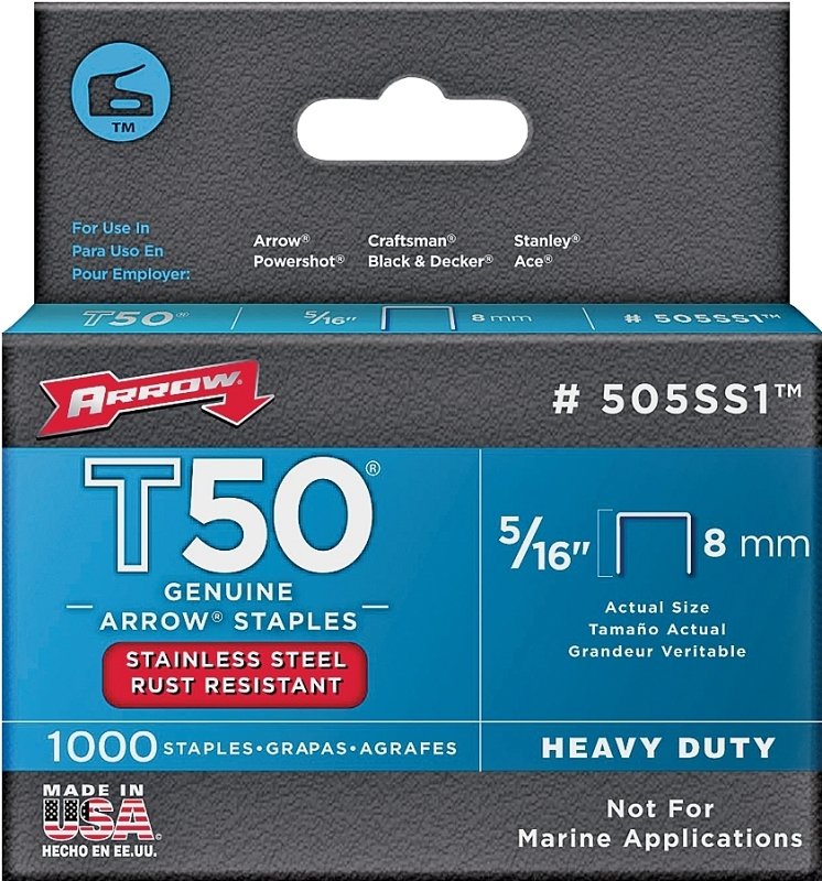 STAPLE FLAT SS BX1000 5/16IN  