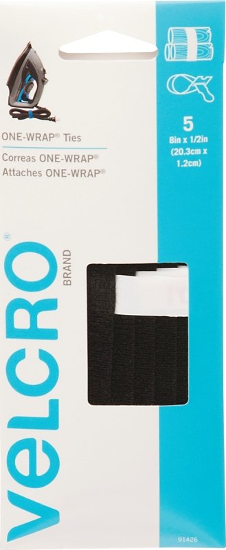 STRAP VELCRO BLACK 1/2X8IN    