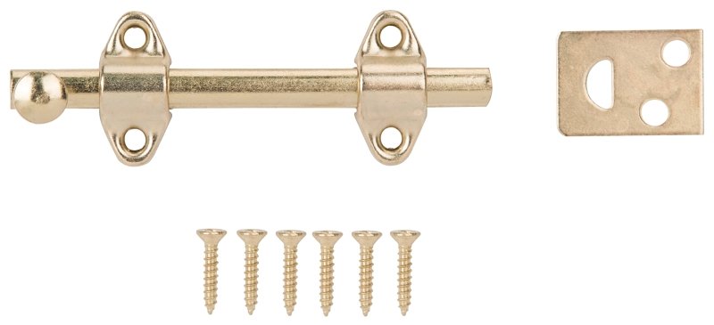 SURFACE BOLT 4IN BRASS PLATED 