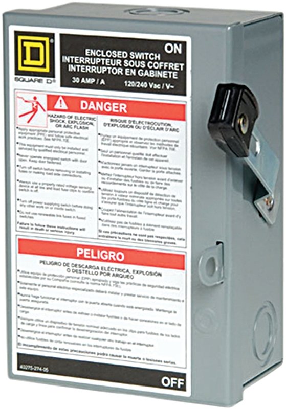 SWITCH SAFETY INDOOR 2P 3W 30A