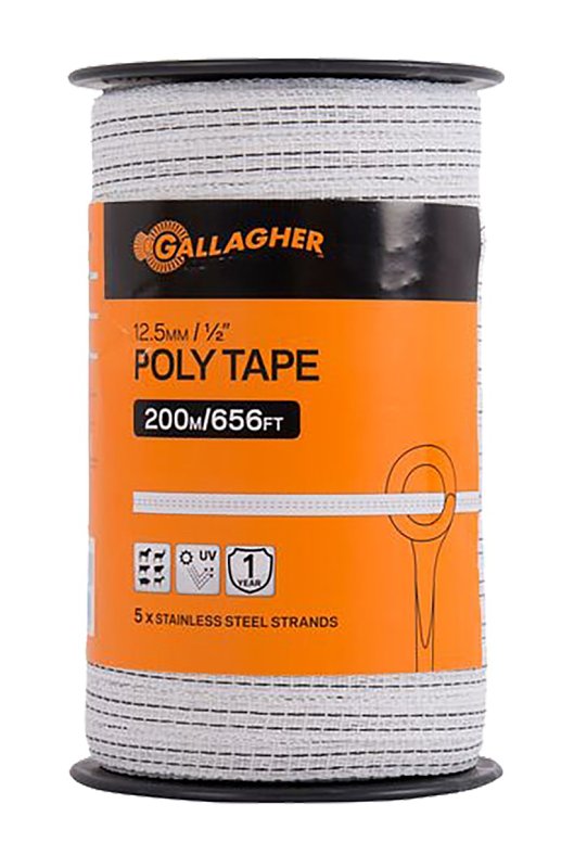 TAPE POLY WHITE 12.5MM X 200M 