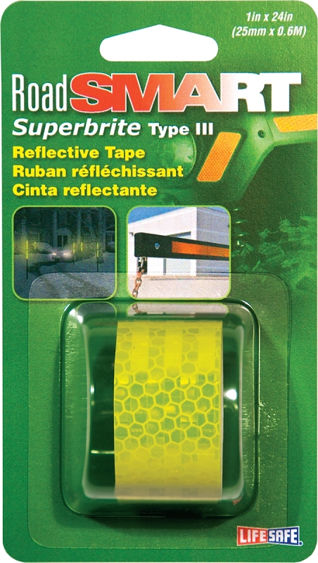 TAPE REFLECT LIME ROLL 1X24FT 