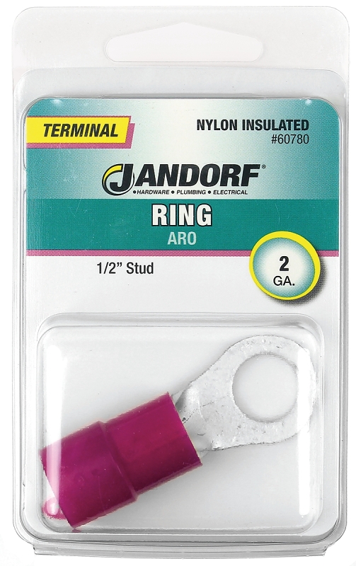 TERM RING 2STUD NYLN INSUL 1/2