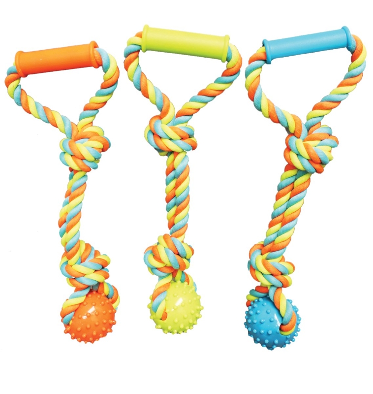 TOY PET TUG SPIKE BALL W/ROPE 