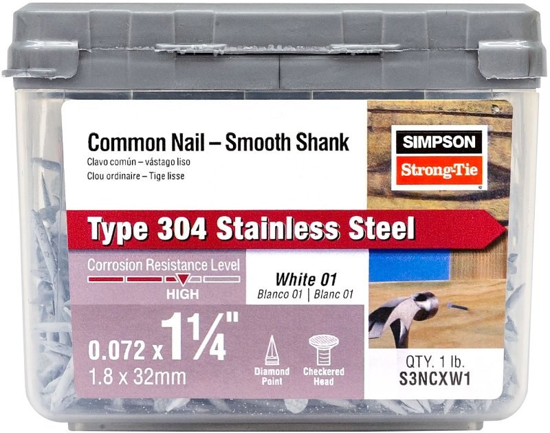 TRIM NAIL SS WHT 15GA 1-1/4IN 