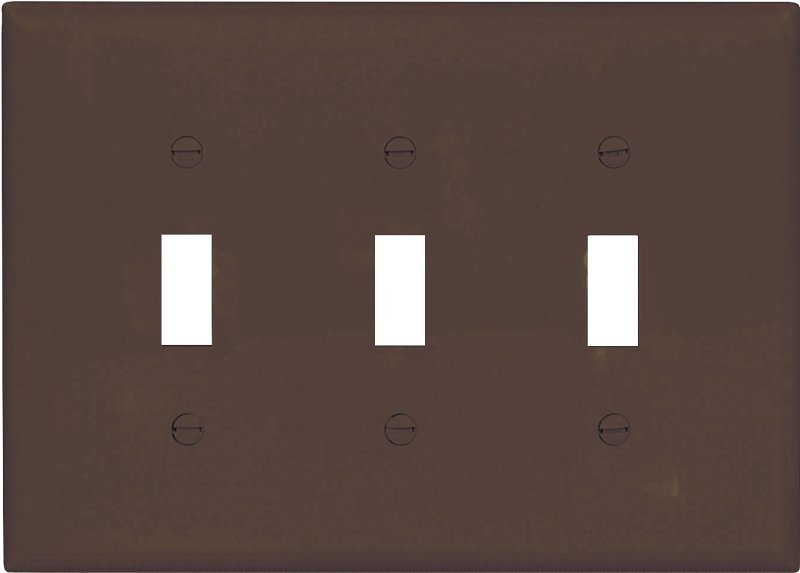WALL PLATE 3GANG TGL MID BROWN