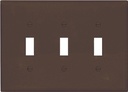 WALL PLATE 3GANG TGL MID BROWN