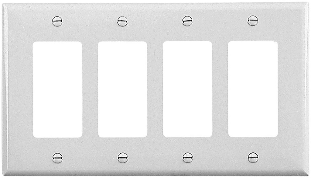 WALL PLATE 4 GANG DECR MID WHT