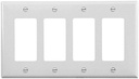 WALL PLATE 4 GANG DECR MID WHT