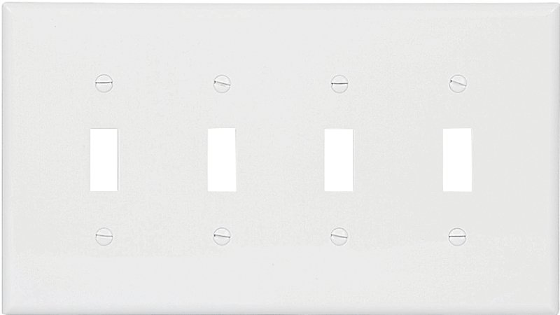 WALL PLATE 4GANG TGL STD WHITE