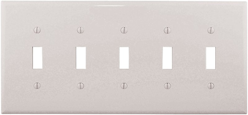 WALL PLATE 5GANG TGL STD WHITE