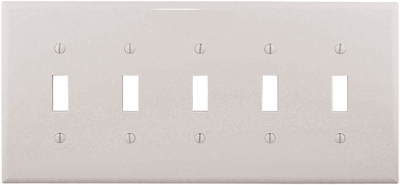 WALL PLATE 5GANG TGL STD WHITE