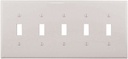WALL PLATE 5GANG TGL STD WHITE