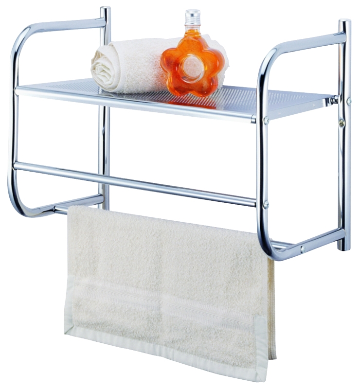 WALL RACK CHROME W-METAL SHELF