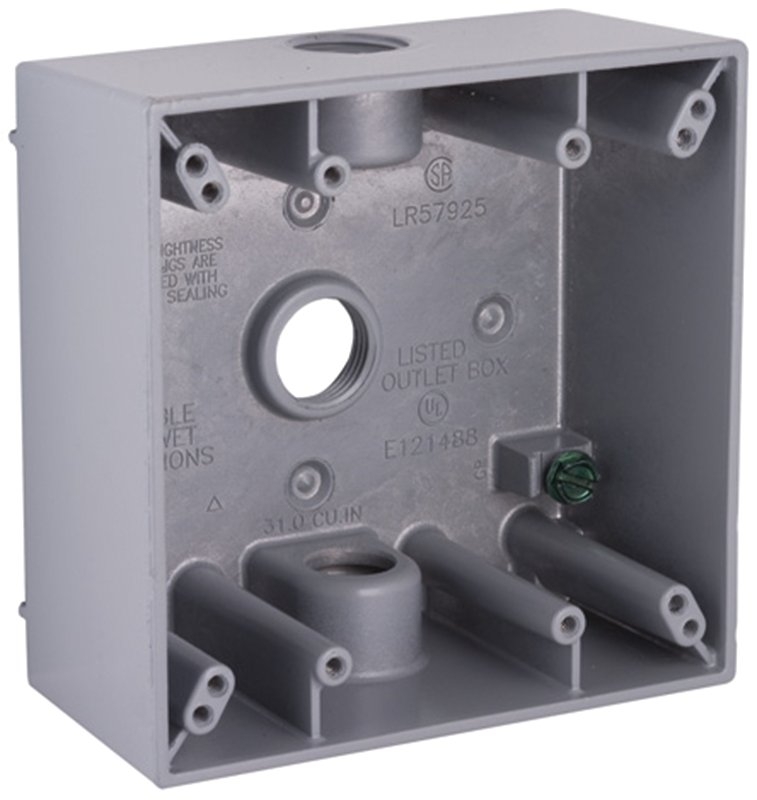 WALLPLATE BOX GRY 2G 3CT 1/2IN