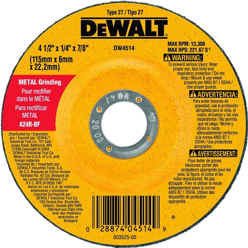 WHEEL GRIND METAL 4-1/2IN     