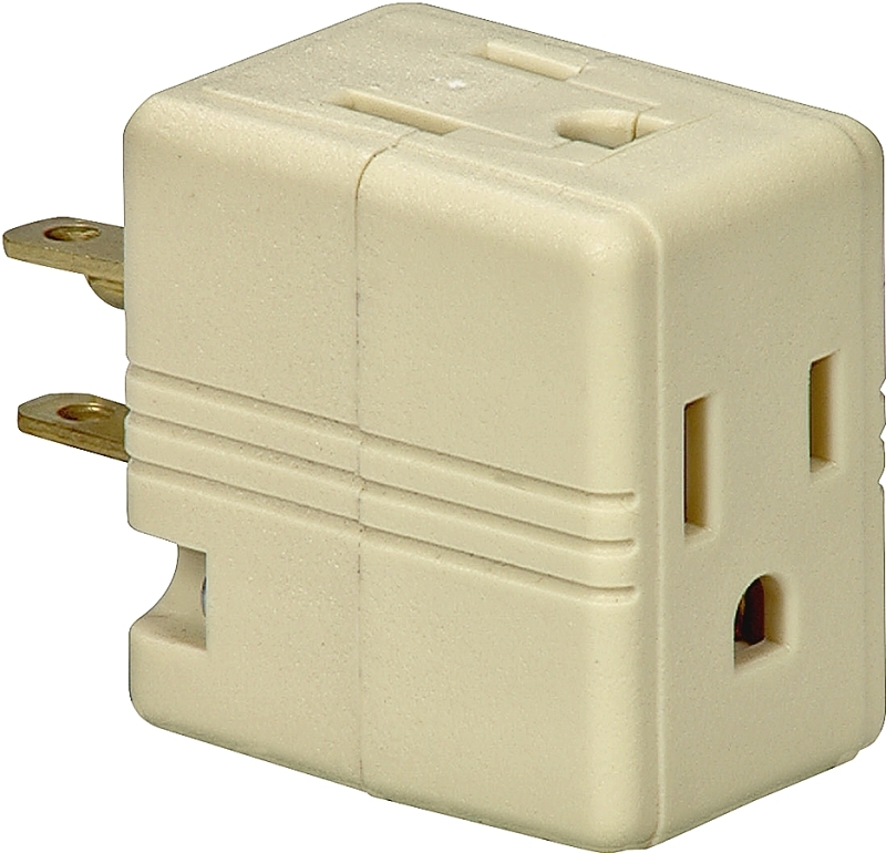 WHT 3OUTLET 3WIRE GND CUBE TAP
