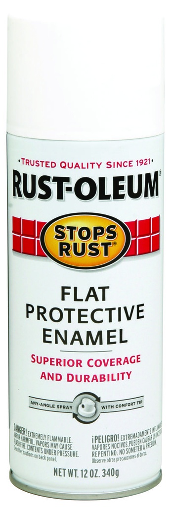 PAINT SPRAY ENML FLAT WHT 12OZ