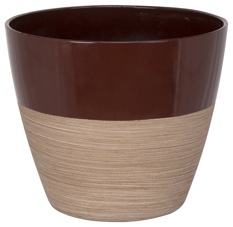 PLANTER RESIN RND RED/WD 8IN  