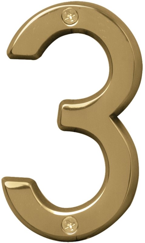 NUMBER HOUSE 3 SB 4IN POL BRS 
