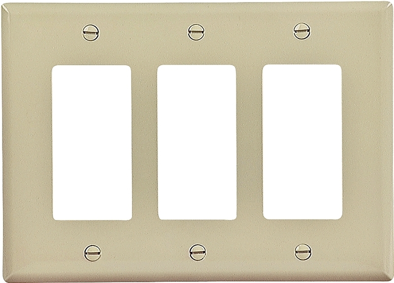 WALL PLATE 3GANG DECR MID IVRY