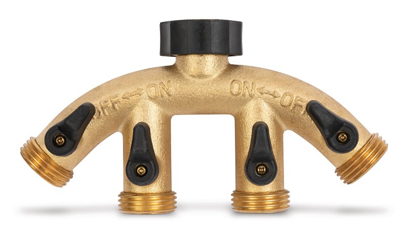 Y-CONN 4-WAY BRASS W/SHUTOFF  