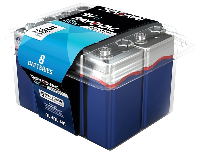 BATTERY ALKALINE 9V 750MAH 8PK