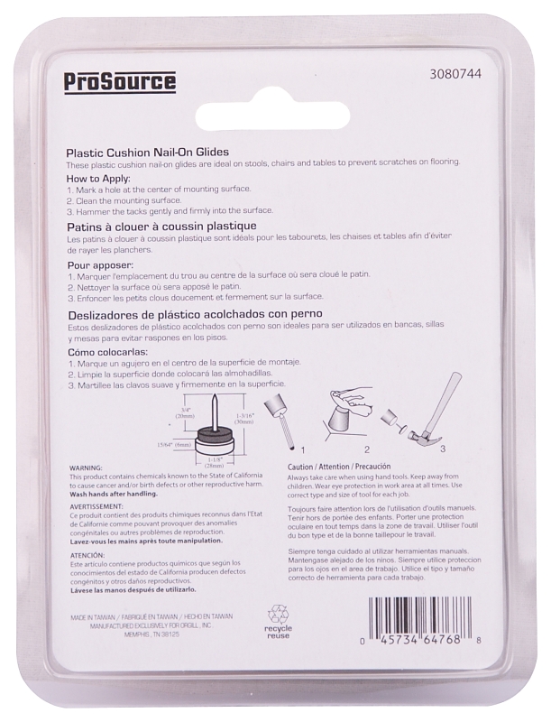 GLIDE PLASTIC W/CUSHON 1-1/8IN