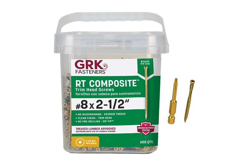 SCREW RT CMPST TRIM 8X2-1/2IN 