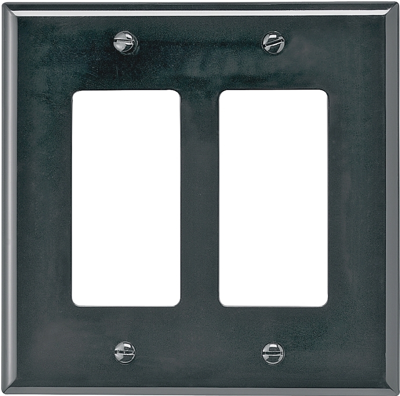 WALL PLATE 2 GANG DECR MID BLK