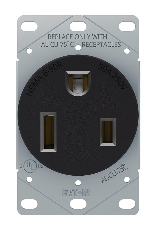 RECEPTACLE SNGL 50A 250V BLK  