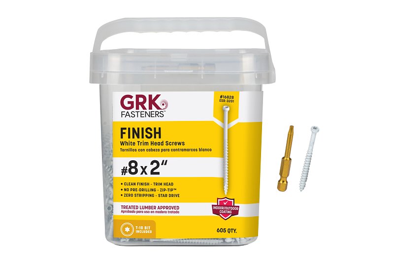 SCREW FIN/TRIM WHT 8X2IN      