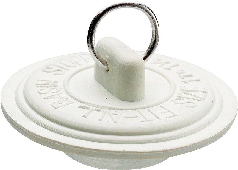 DRAIN STOPPER WHITE RUBB 1-1/2