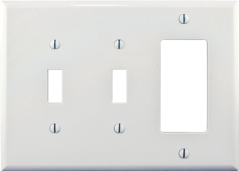 WALLPLATE 3G 2TGL/DECR MID WHT