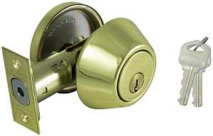 DEADBOLT SINGLE CYL 6-WAY PB  