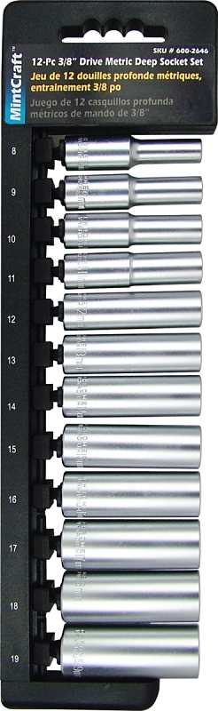 SOCKET SET 12PC 3/8DRIVE DEEP 