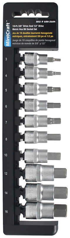 SOCKET SET 10PC 1/2DR HEX MET 
