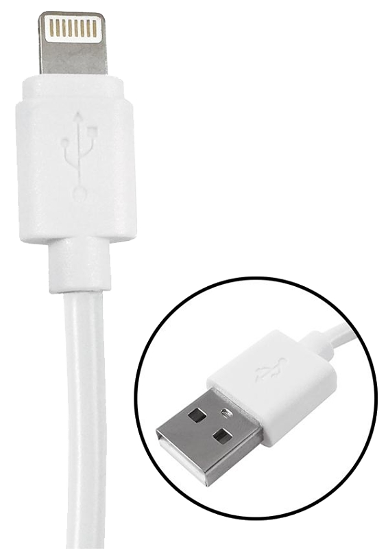 CABLE 8 PIN-USB A WHITE 6FT   